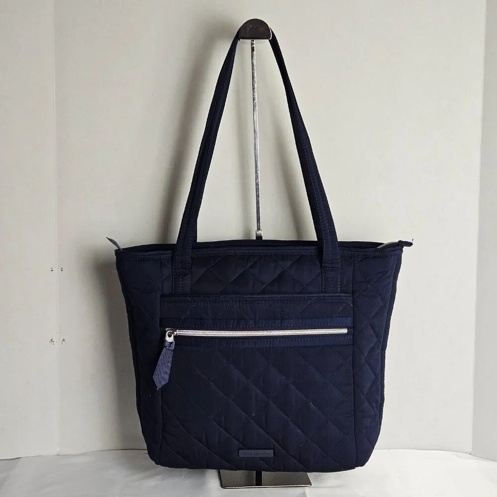 Vera Bradley Tote Bag Small w/ Zippers Performance Twill Classic Navy - Picture 1 of 14